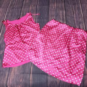 Chaus Polka Dot Blouse Skirt Set Pink White Dots